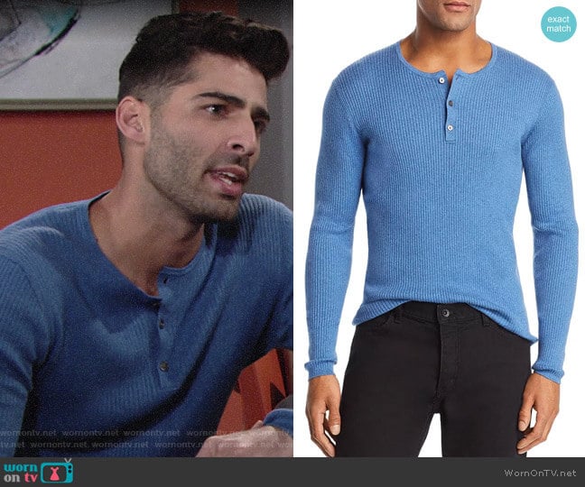 John Varvatos Ribbed Henley worn by Arturo Rosales (Jason Canela) on The Young and the Restless