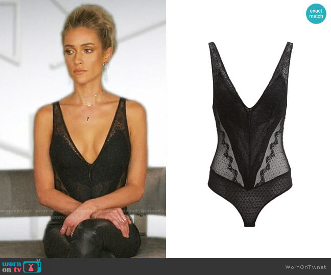 Night Night by Jonathan Simkhai Black Lace Bodysuit worn by Kristin Cavallari on Very Cavallari