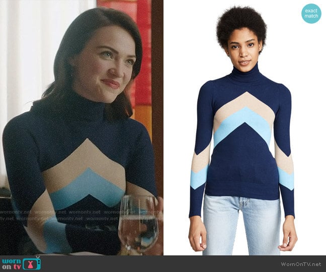 JoosTricot Chevron Sweater worn by Cara Bloom (Violett Beane) on God Friended Me