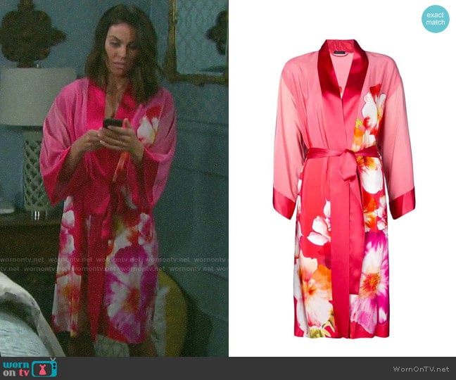 Josie Natori Floral Print Belted Robe worn by Chloe Lane (Nadia Bjorlin) on Days of our Lives