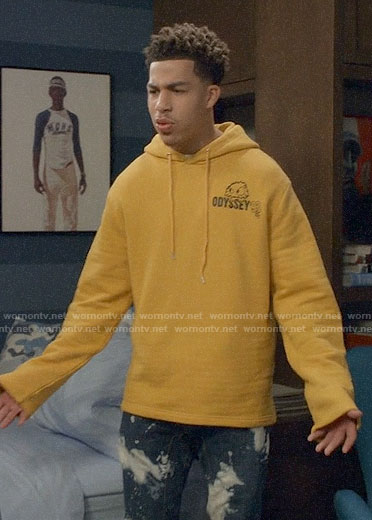 Junior’s yellow odyssey hoodie on Black-ish