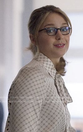 Kara's mixed print blouse on Supergirl