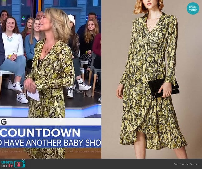 Snakeskin Print Midi Dress by Karen Millen worn by Amy Robach on Good Morning America