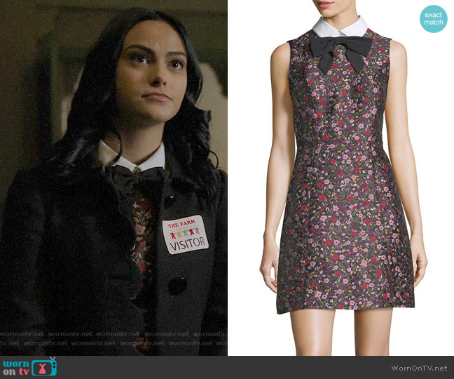 Kate Spade Collared Sleeveless Floral-Jacquard Dress worn by Veronica Lodge (Camila Mendes) on Riverdale