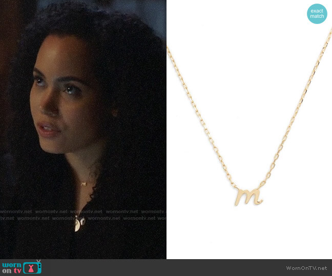 Kate Spade One in a Million Initial Pendant Necklace in m worn by Macy Vaughn (Madeleine Mantock) on Charmed