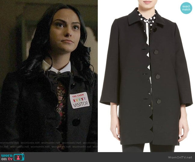 Kate Spade Scallop Twill Coat  worn by Veronica Lodge (Camila Mendes) on Riverdale