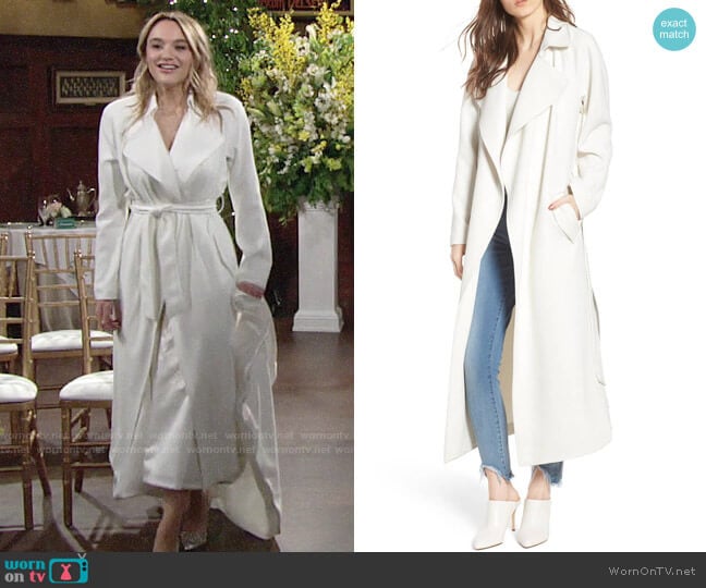 Kendall + Kylie Drape Trench Coat worn by Summer Newman (Hunter King) on The Young and the Restless