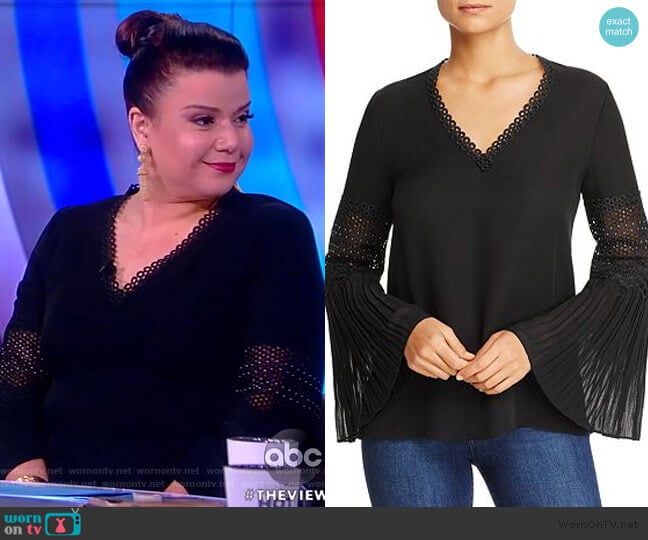 Christine Pleated-Sleeve Eyelet-Detail Top by Kobi Halperin worn by Ana Navarro on The View