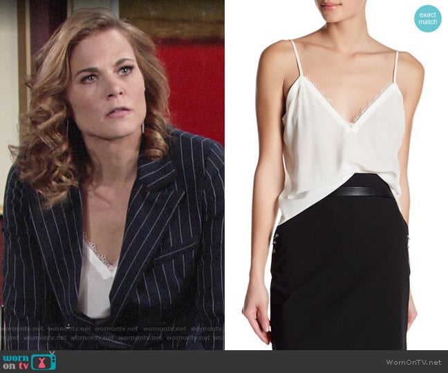 The Kooples Lace Trim Crepe de Chine Silk Camisole worn by Phyllis Newman (Gina Tognoni) on The Young and the Restless