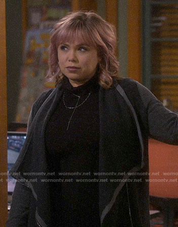 Kristin's grey colorblock cardigan on Last Man Standing