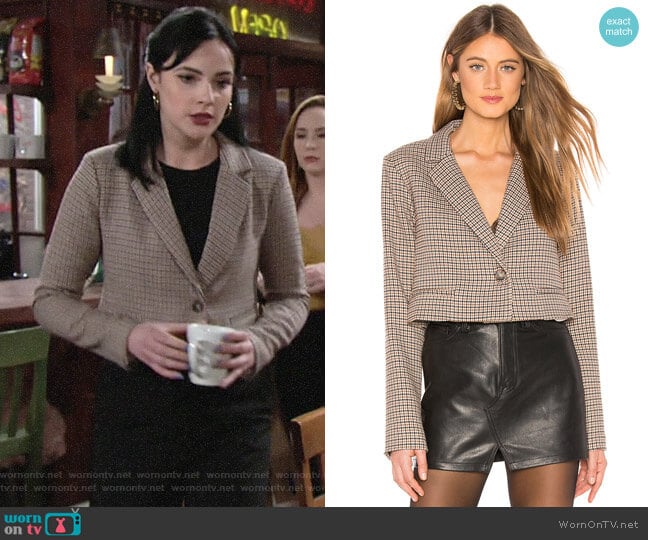 L'Academie The Lori Cropped Jacket  worn by Tessa Porter (Cait Fairbanks) on The Young and the Restless