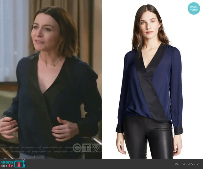 Kyla Blouse by L'Agence worn by Amelia Shepherd (Caterina Scorsone) on Greys Anatomy