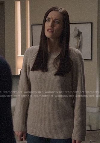 Lena’s beige sweater on Supergirl