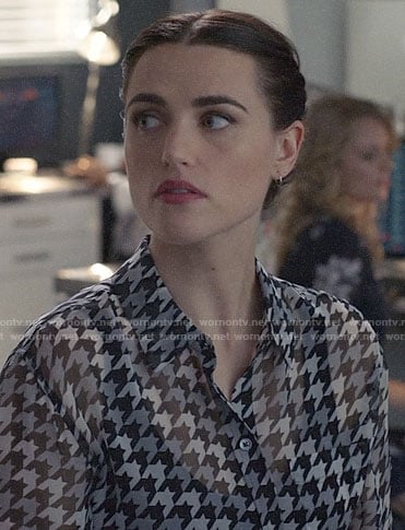 Lena's houndstooth blouse on Supergirl