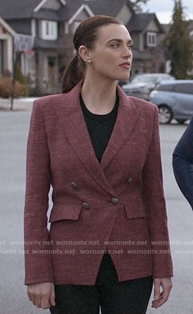 Lena’s red double-breasted blazer on Supergirl