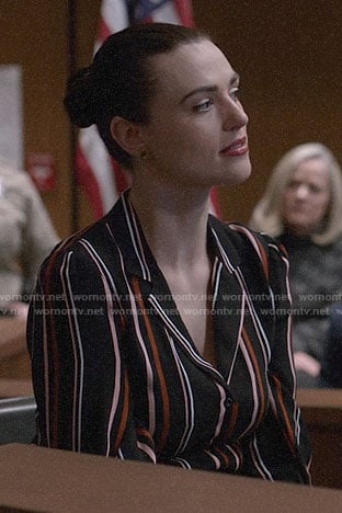 Lena's striped button down shirt on Supergirl