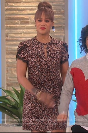 Eve’s leopard lace trim mini dress on The Talk