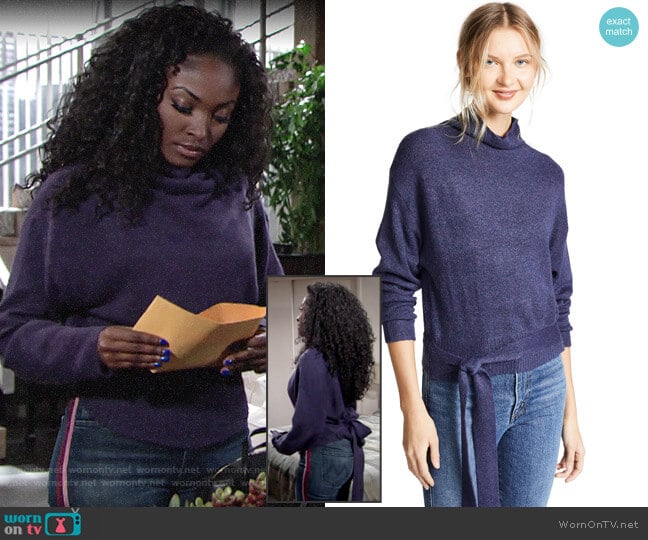 Line & Dot Oriana Tied Sweater worn by Ana Hamilton (Loren Lott) on The Young and the Restless