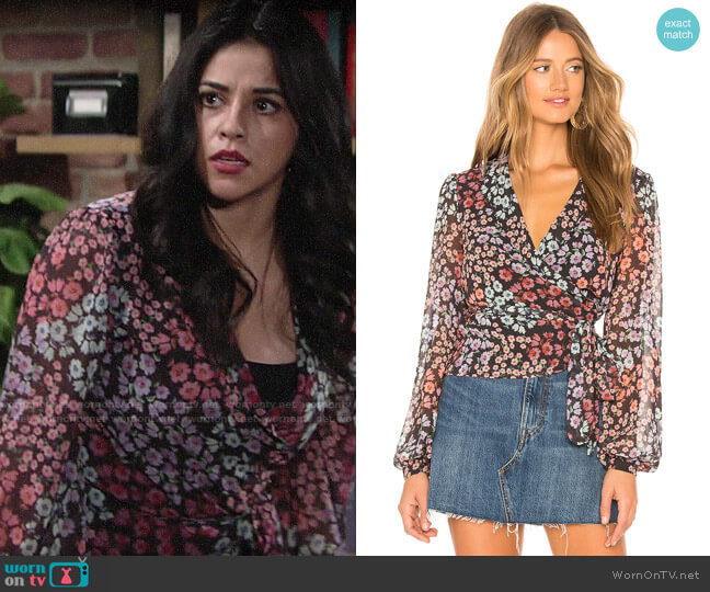 Lovers + Friends Mikayla Blouse in Hermosa Floral worn by Mia Rosales (Noemi Gonzalez) on The Young and the Restless