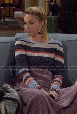 Mandy's metallic striped sweater on Last Man Standing