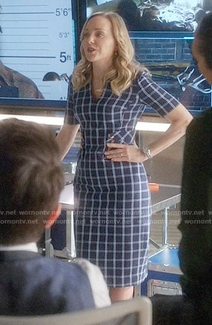 Marissa’s blue checked dress on Bull