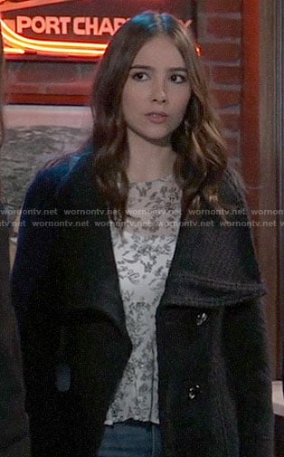 Molly’s black textured coat on General Hospital