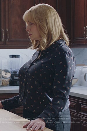 Beth's navy floral print blouse on Good Girls