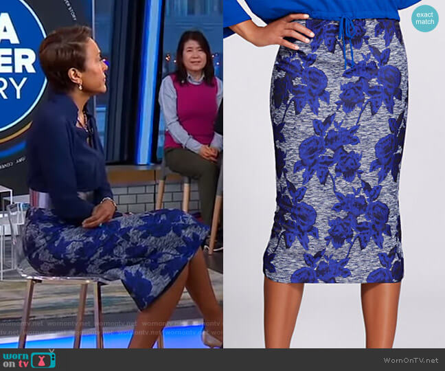 WornOnTV: Robin’s blue floral skirt on Good Morning America | Robin ...