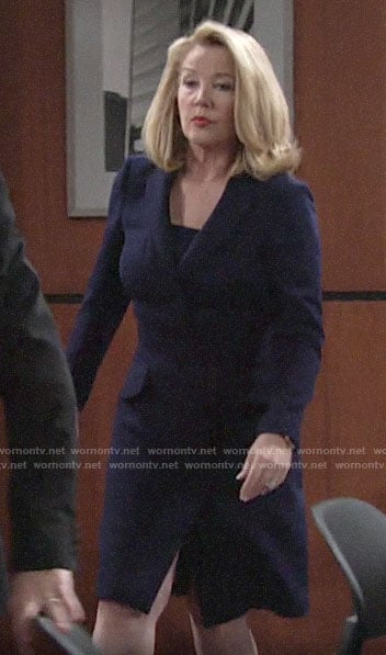 Nikki’s navy blazer dress on The Young and the Restless