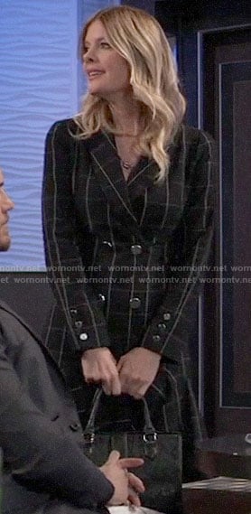 Nina's black checked double breasted dress on General Hospital