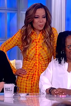 Sunny’s orange ruched front dress on The View