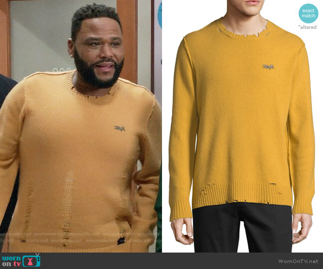 Ovadia & Sons Leopard Distressed Sweater worn by Andre Johnson (Anthony Anderson) on Black-ish