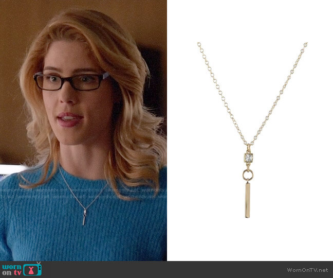 Peggy Li CZ Bar Necklace worn by Felicity Smoak (Emily Bett Rickards) on Arrow