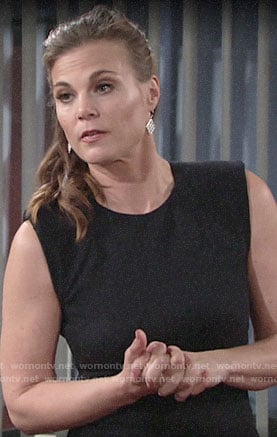 Phyllis's pinstriped sheath dress on The Young and the Restless