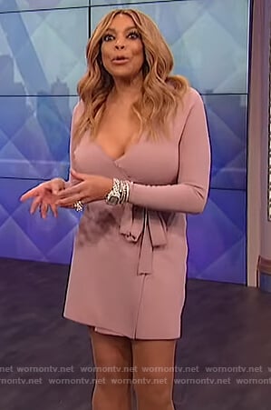 Wendy’s pink knit wrap dress on The Wendy Williams Show