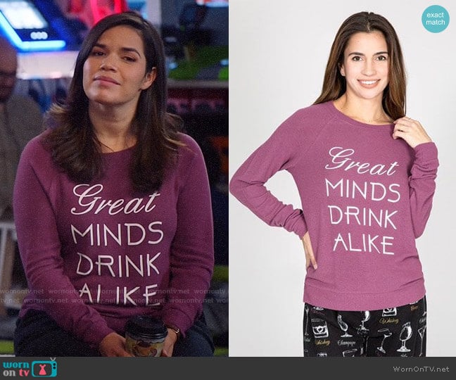 PJ Salvage Peachy Graphic Long Sleeve Top worn by Amy (America Ferrera) on Superstore