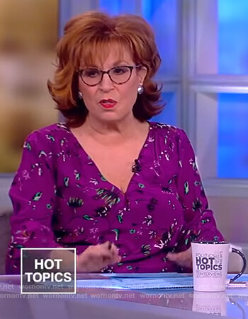 Joy’s purple floral print blouse on The View