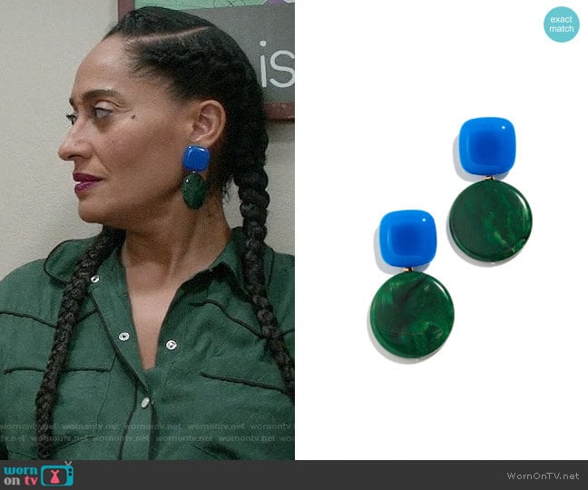 Rachel Comey Arc Earrings worn by Rainbow Johnson (Tracee Ellis Ross) on Black-ish