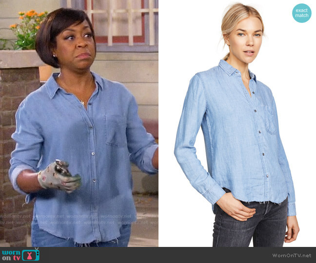 WornOnTV: Tina’s frayed chambray shirt on The Neighborhood | Tichina ...