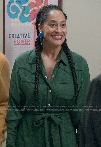 Bo’s green shirtdress on Black-ish