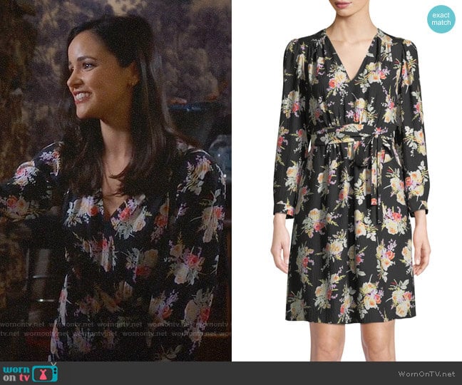 Rebecca Taylor Long-Sleeve Bouquet Silk Short Dress worn by Amy Santiago (Melissa Fumero) on Brooklyn Nine-Nine