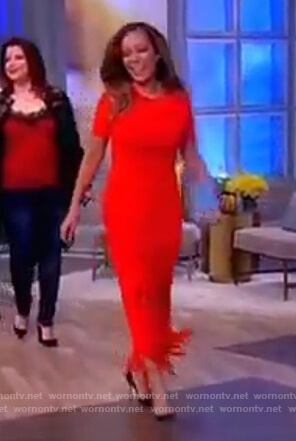 Sunny’s red fringe skirt on The View