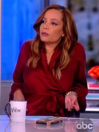 Sunny’s red satin wrap dress on The View