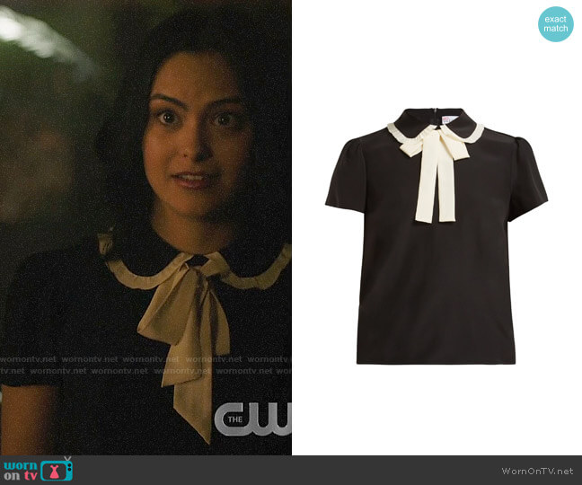 RED Valentino Pussy-bow silk-crepe blouse worn by Veronica Lodge (Camila Mendes) on Riverdale