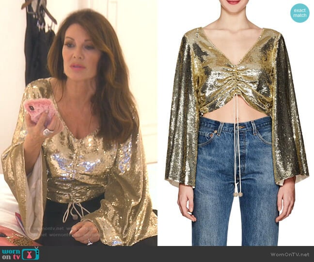 Angela Top by Retroféte worn by Lisa Vanderpump on The Real Housewives of Beverly Hills