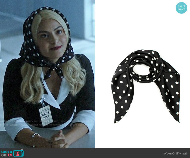 Review Dotty Dot Silk Scarf worn by Veronica Lodge (Camila Mendes) on Riverdale