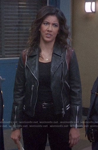 Rosa’s leather jacket with red panels on Brooklyn Nine-Nine