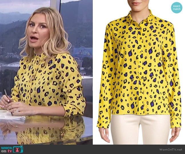 WornOnTV: Morgan’s yellow leopard print shirt on E! News Daily Pop ...