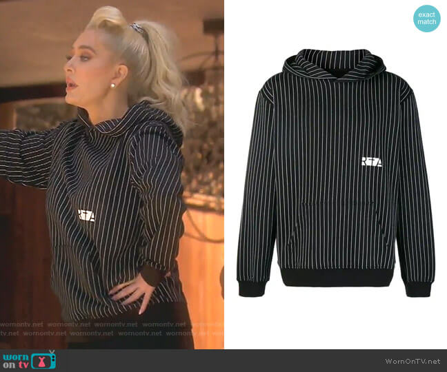 Vertical Stripe Hoodie by RtA worn by Erika Jayne on The Real Housewives of Beverly Hills