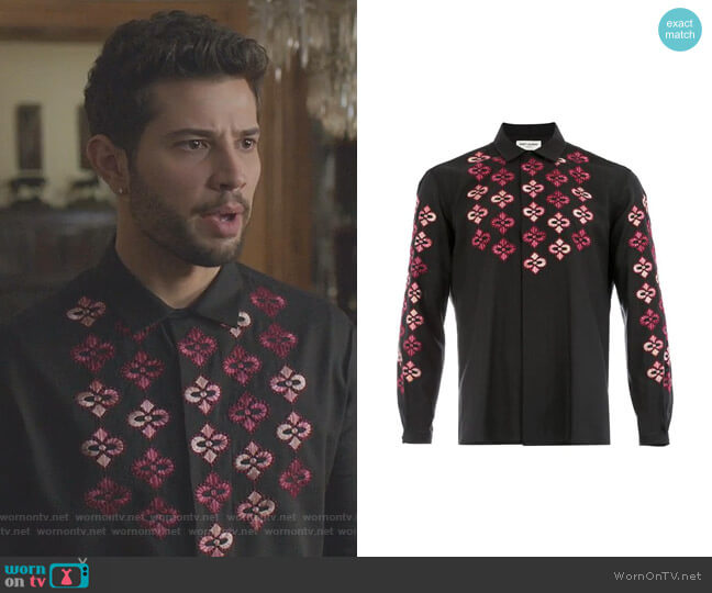 Russian Embroideries Shirt by Saint Laurent worn by Sam Flores (Rafael de la Fuente) on Dynasty